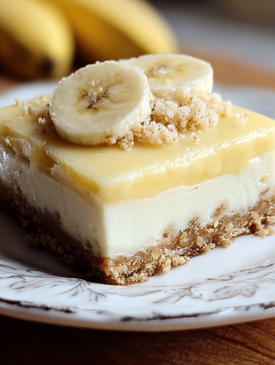 Bananowe ciastka bez pieczenia na maślanym spodzie z herbatników - stoją noc w lodówce i kroją się równiutko