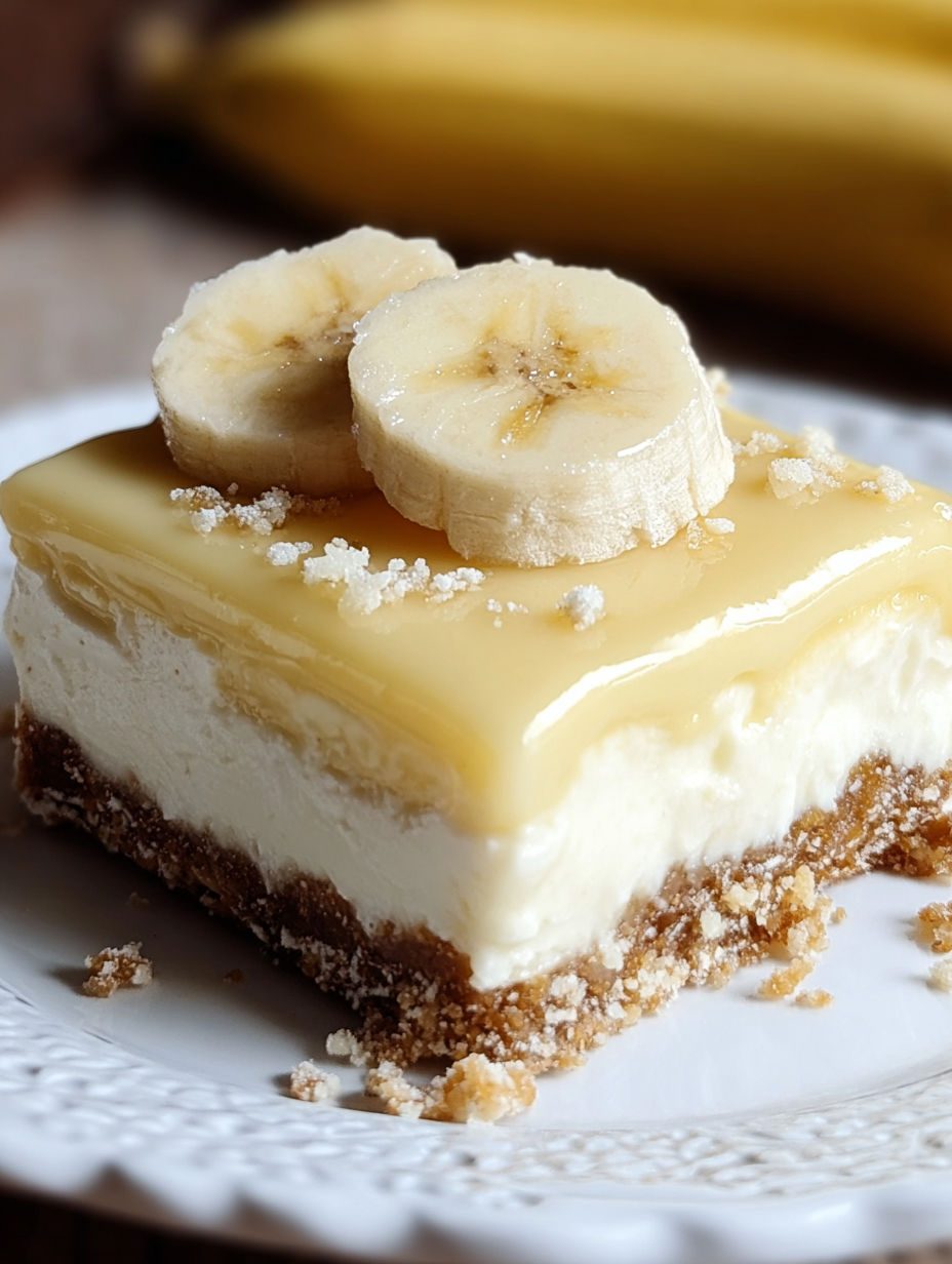 Bananowe ciastka bez pieczenia na maślanym spodzie z herbatników - stoją noc w lodówce i kroją się równiutko