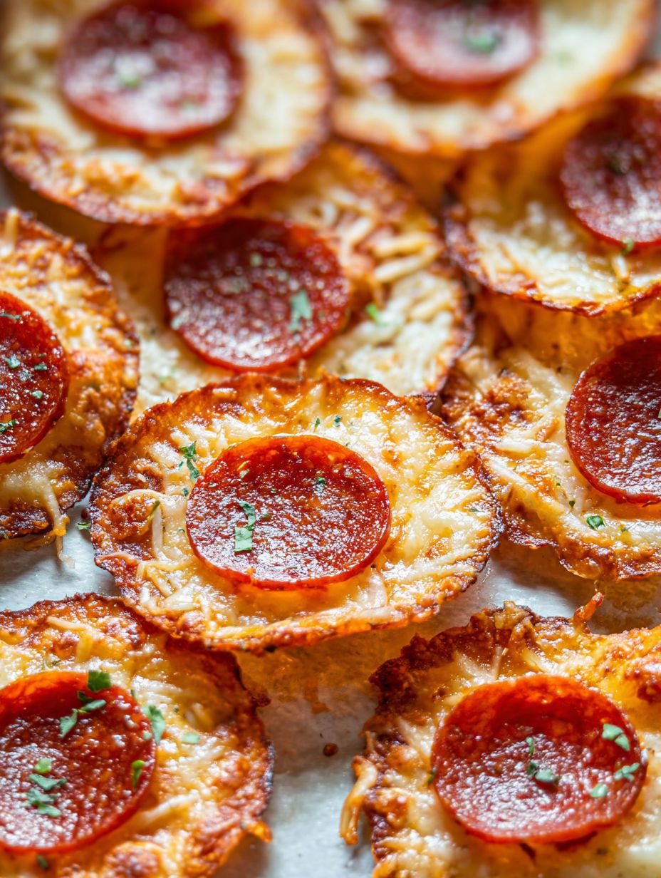 Chipsy z pepperoni z roztopioną mozzarellą - dwa składniki, kwadrans w piekarniku i talerz pusty, zanim zdejmę fartuch