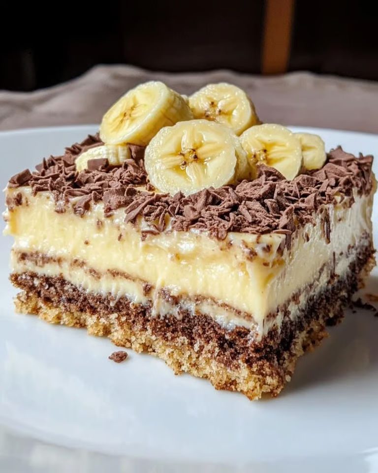 Ciasto bananowe z kremem budyniowym - bez pieczenia, na kakaowym spodzie z herbatników, u mnie znika jeszcze przed niedzielnym obiadem