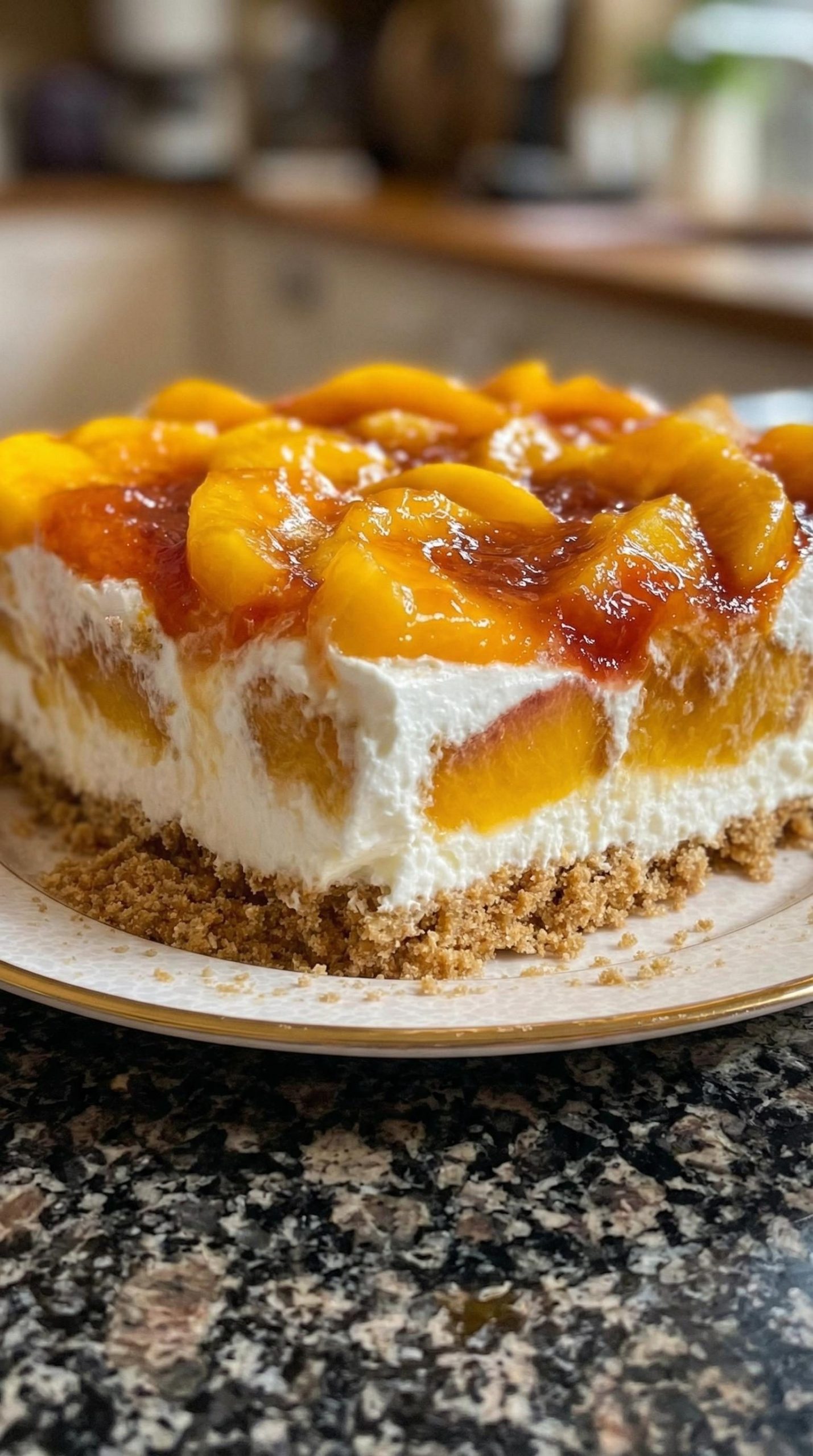 Ciasto z mascarpone i brzoskwiniami bez pieczenia - kruchy spód, lekki krem i galaretka, a piekarnik stoi zimny