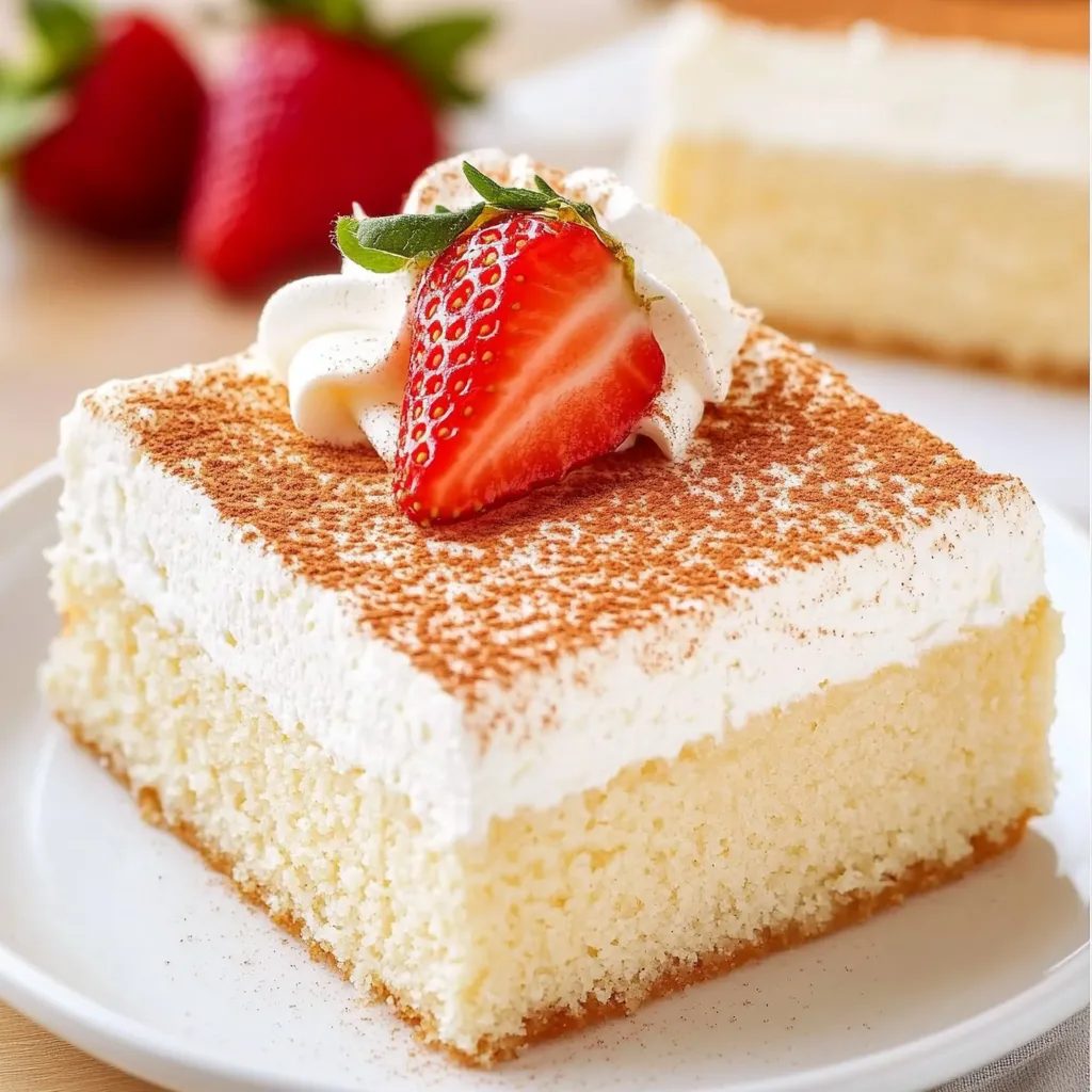 Ciasto Tres Leches - biszkopt nasączony trzema mlekami, który po nocy w lodówce rozpływa się w ustach