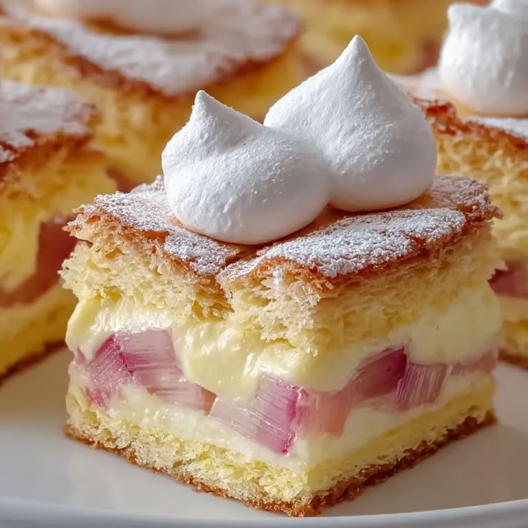 Ciasto z rabarbarem i bezą - kruchy spód, budyń i chrupiąca pianka, czyli majowe ciasto, po którym nikt nie prosi o drugi kawałek, tylko sam sobie ukroi