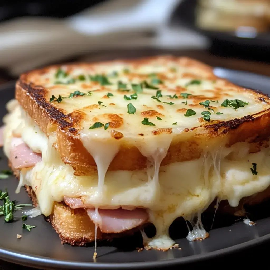 Croque monsieur - francuska kanapka z beszamelem, którą smażę na maśle, kiedy w domu jest tylko chleb, ser i szynka