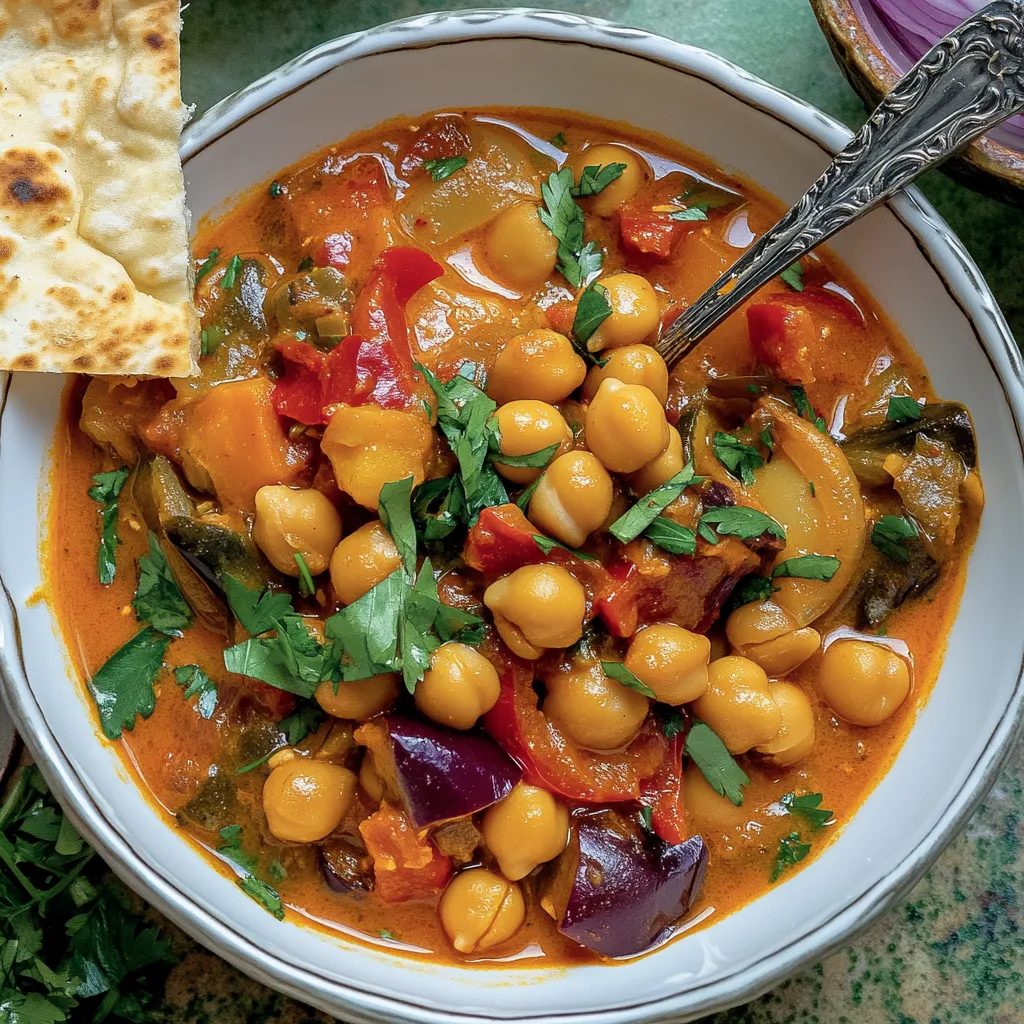 Curry z papryki i ciecierzycy na mleku kokosowym - jedna patelnia, dwadzieścia minut i obiad bez mięsa, po którym nikt nie pyta o kotlet