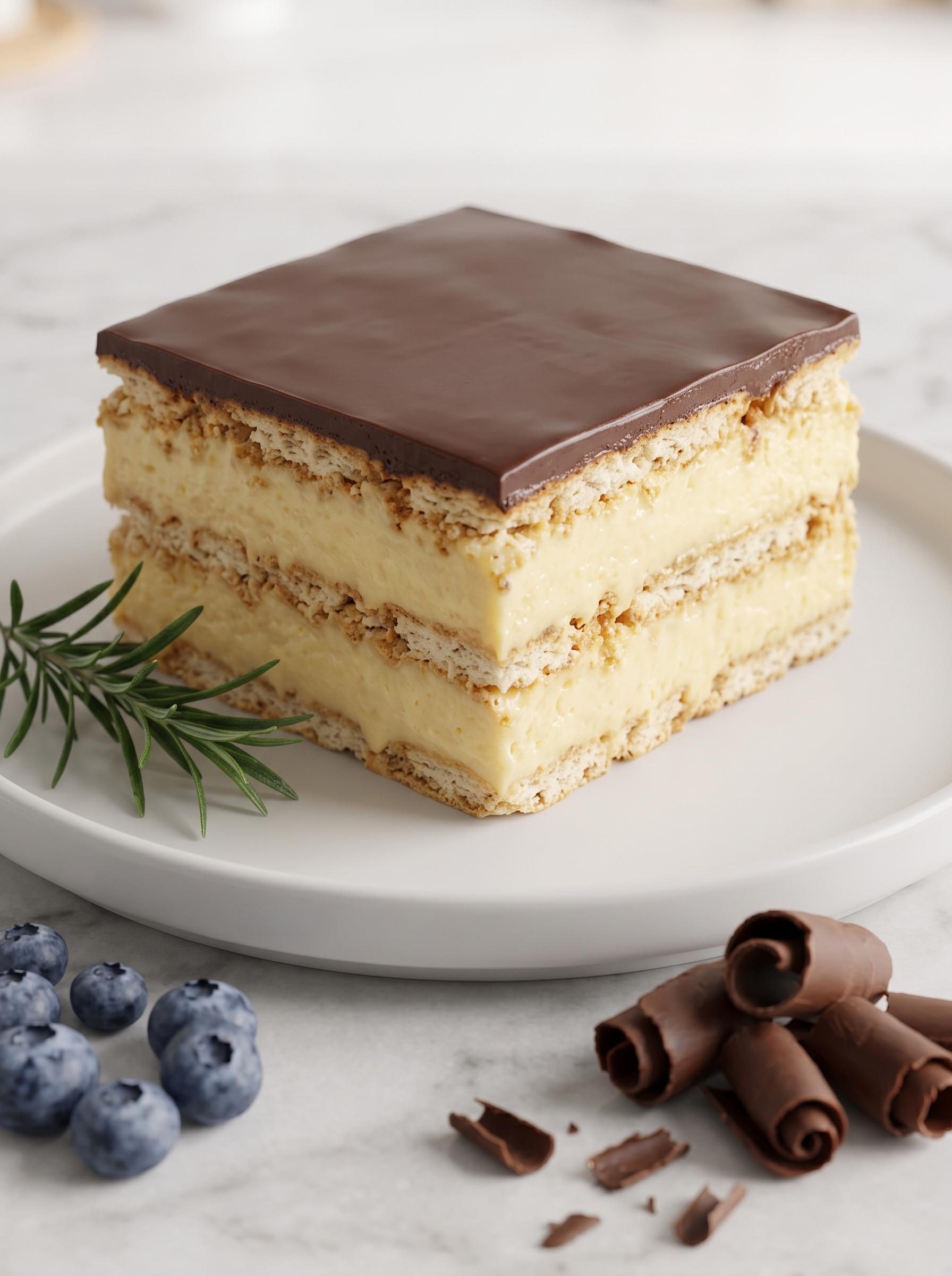 Eklerka z solonych krakersów z kremem budyniowym i podwójną czekoladą - bez pieczenia, a znika szybciej niż każdy tort