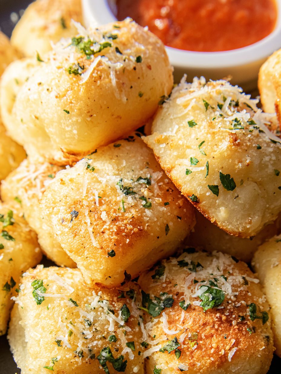 Kąski z ciasta na pizzę z parmezanem - pieczone w czosnkowym maśle, znikają z blachy szybciej, niż zdążę je przełożyć na półmisek