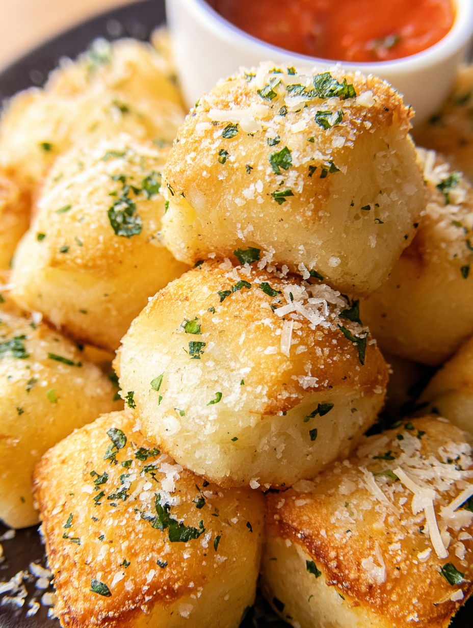 Kąski z ciasta na pizzę z parmezanem - pieczone w czosnkowym maśle, znikają z blachy szybciej, niż zdążę je przełożyć na półmisek