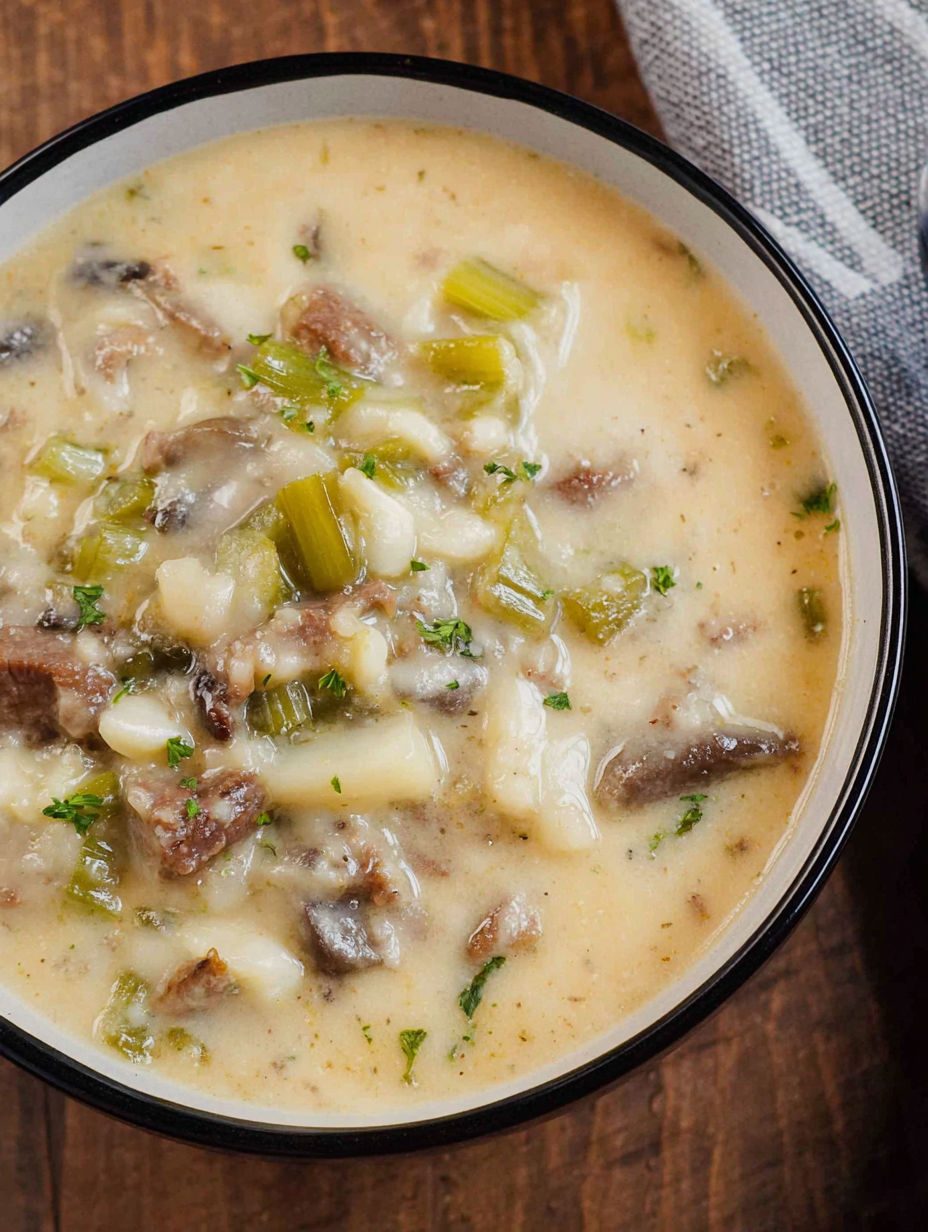 Kremowa zupa jak philly cheese steak - z pieczoną szynką, papryką i roztopionym provolone, garnek znika w jeden wieczór