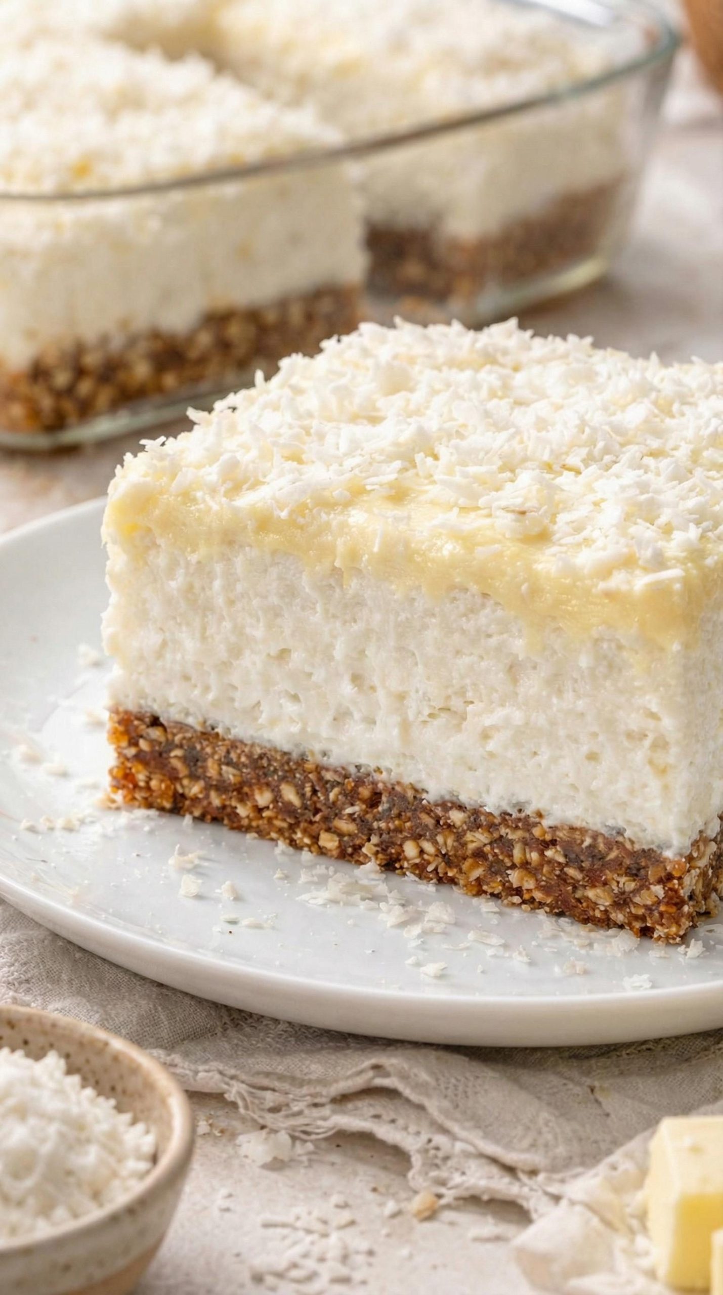 Kremowe ciasto kokosowe bez pieczenia - kruchy spód, masa z mascarpone i białej czekolady, a piekarnik ani razu nie idzie w ruch