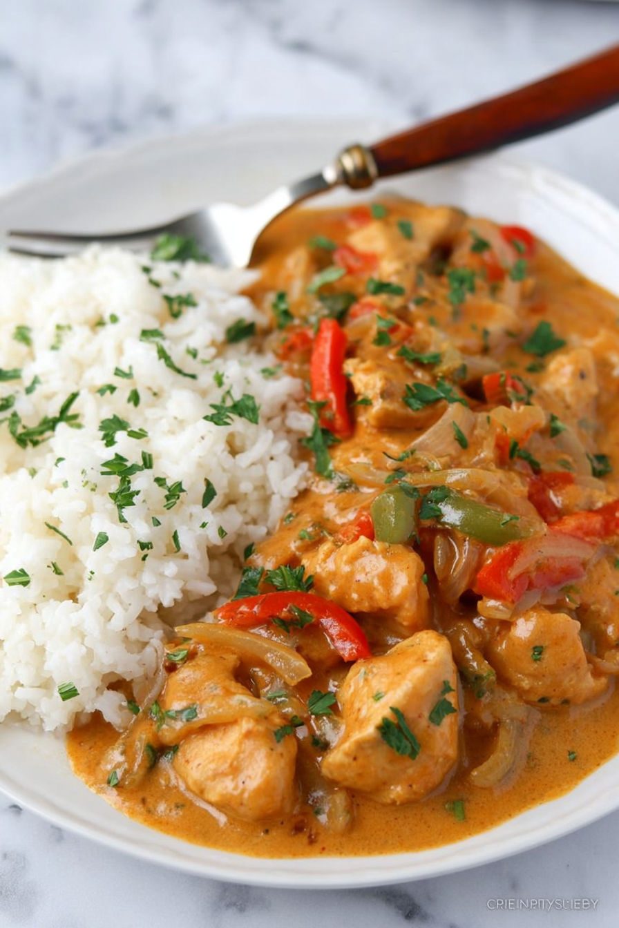 Kurczak cesarza w kremowym sosie curry - jedna patelnia, 40 minut i talerze wracają puste
