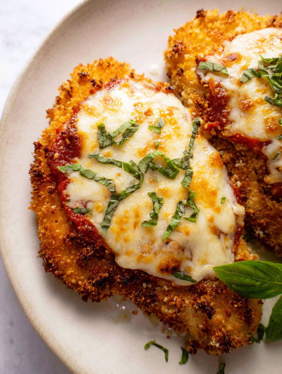Kurczak parmesan z frytkownicy beztłuszczowej - chrupiąca panierka z parmezanem i ciągnący się ser w niecałe pół godziny
