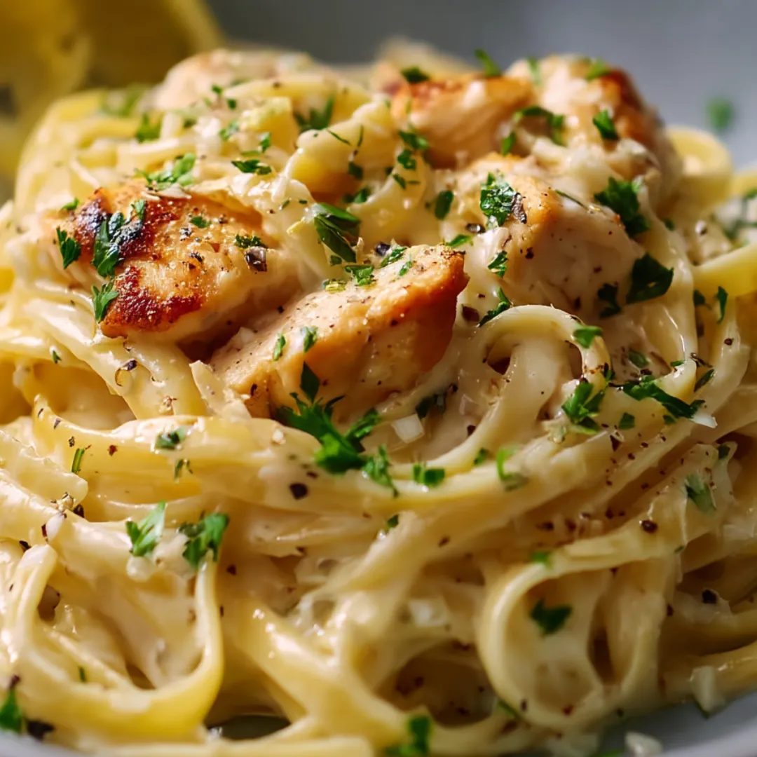 Makaron w cytrynowo-czosnkowym sosie z chrupiącym kurczakiem w parmezanie - pół godziny roboty, a talerze wracają wytarte do sucha