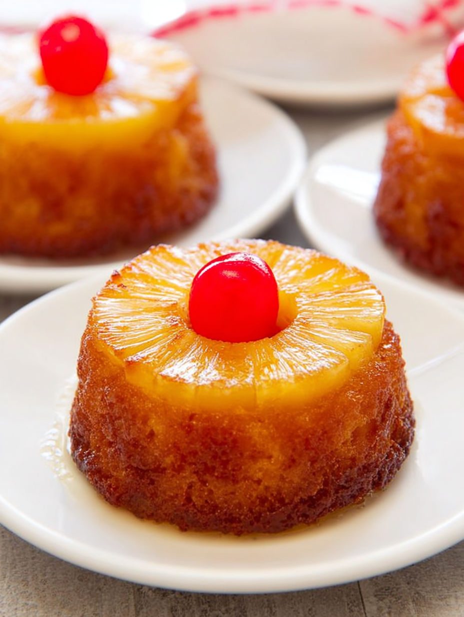 Mini ciasta z ananasem odwrócone do góry nogami - pieczone w formie na muffinki, z karmelem, który sam robi się na dnie