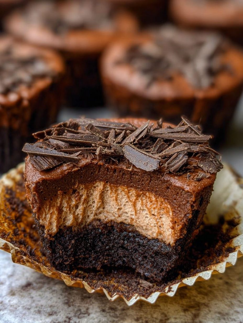 Mini serniczki czekoladowe na spodzie z Oreo - pieczone w papilotkach, z ganache, który stygnie na wierzchu jak lustro