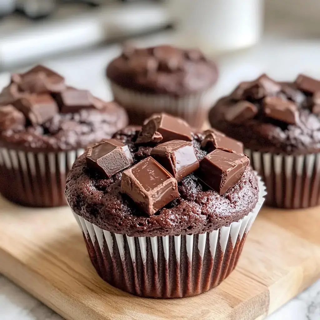 Muffinki czekoladowe na oleju - wilgotne jeszcze trzeciego dnia, a kawałki czekolady topią się w środku