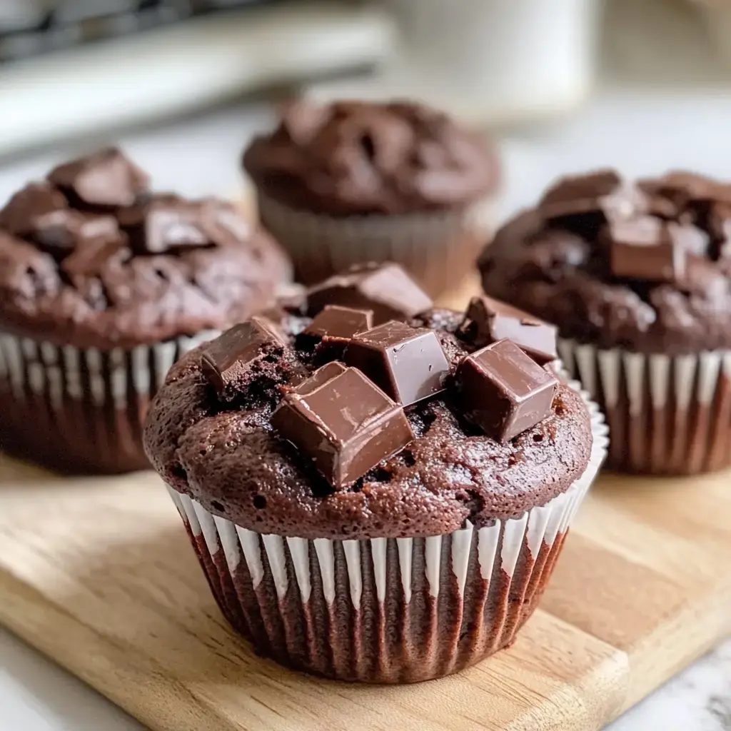 Muffinki czekoladowe na oleju - wilgotne jeszcze trzeciego dnia, a kawałki czekolady topią się w środku
