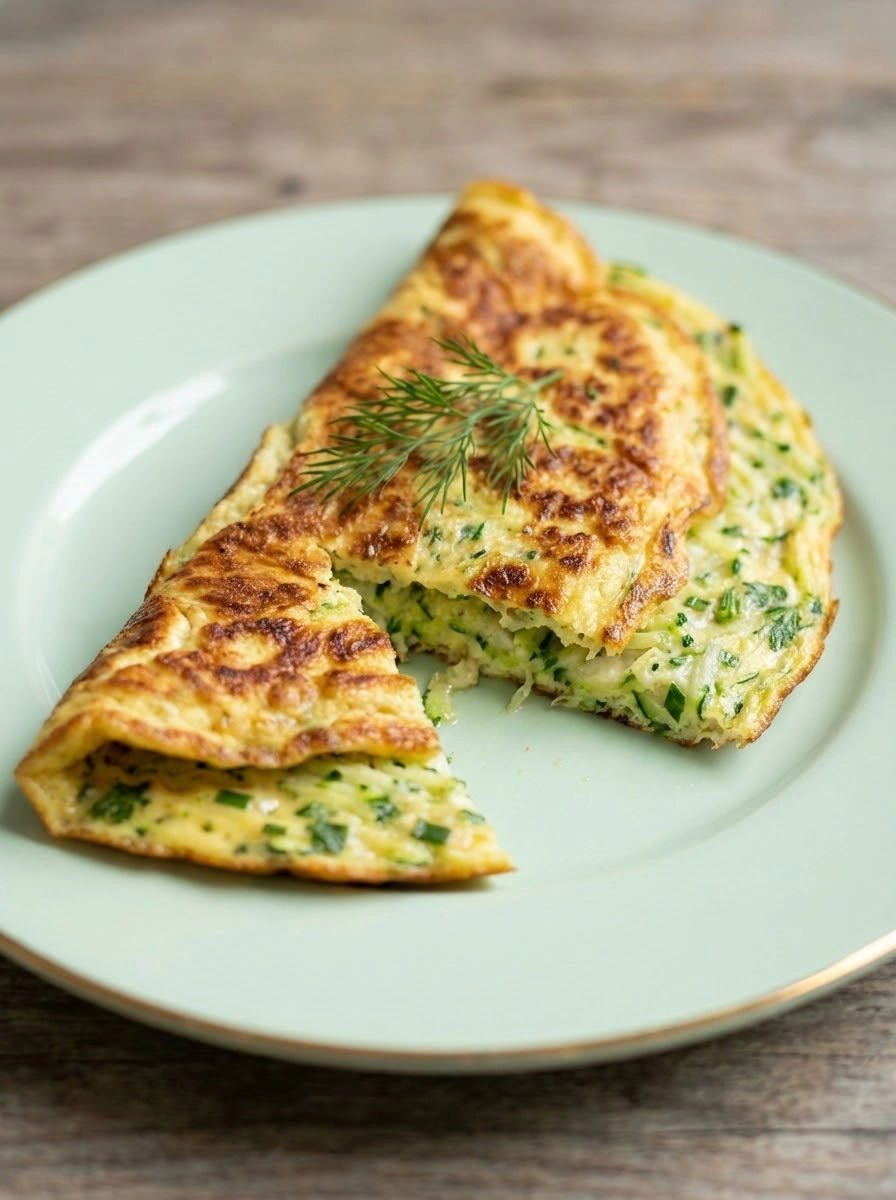 Omlet z cukinii na dwa jajka - cały sekret w tym, żeby cukinię porządnie odcisnąć ze ściereczki
