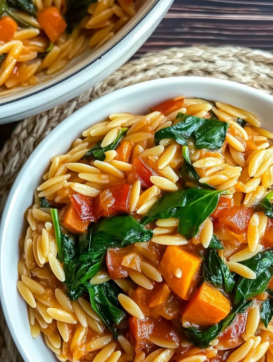 Orzo ze szpinakiem i marchewką w jednym garnku - kremowe jak risotto, a na stole stoi po trzydziestu minutach