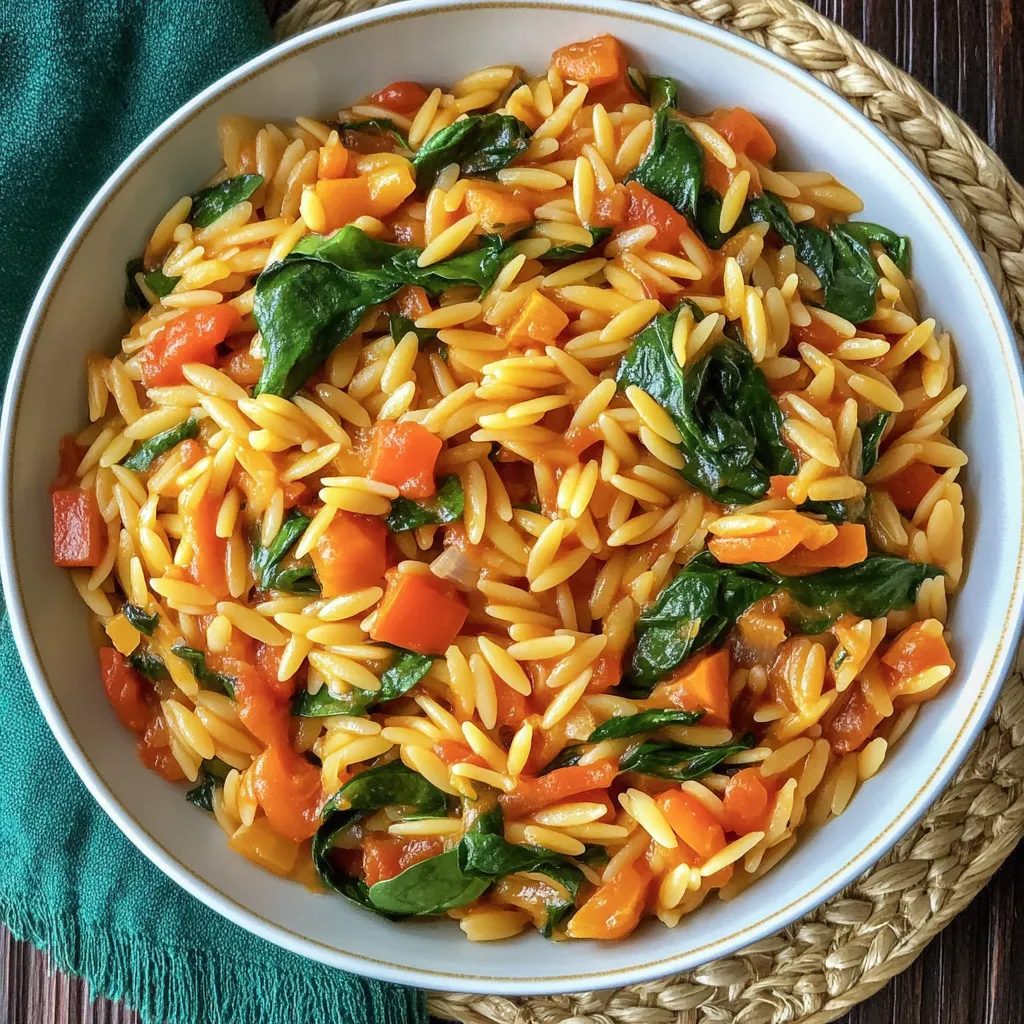 Orzo ze szpinakiem i marchewką w jednym garnku - kremowe jak risotto, a na stole stoi po trzydziestu minutach