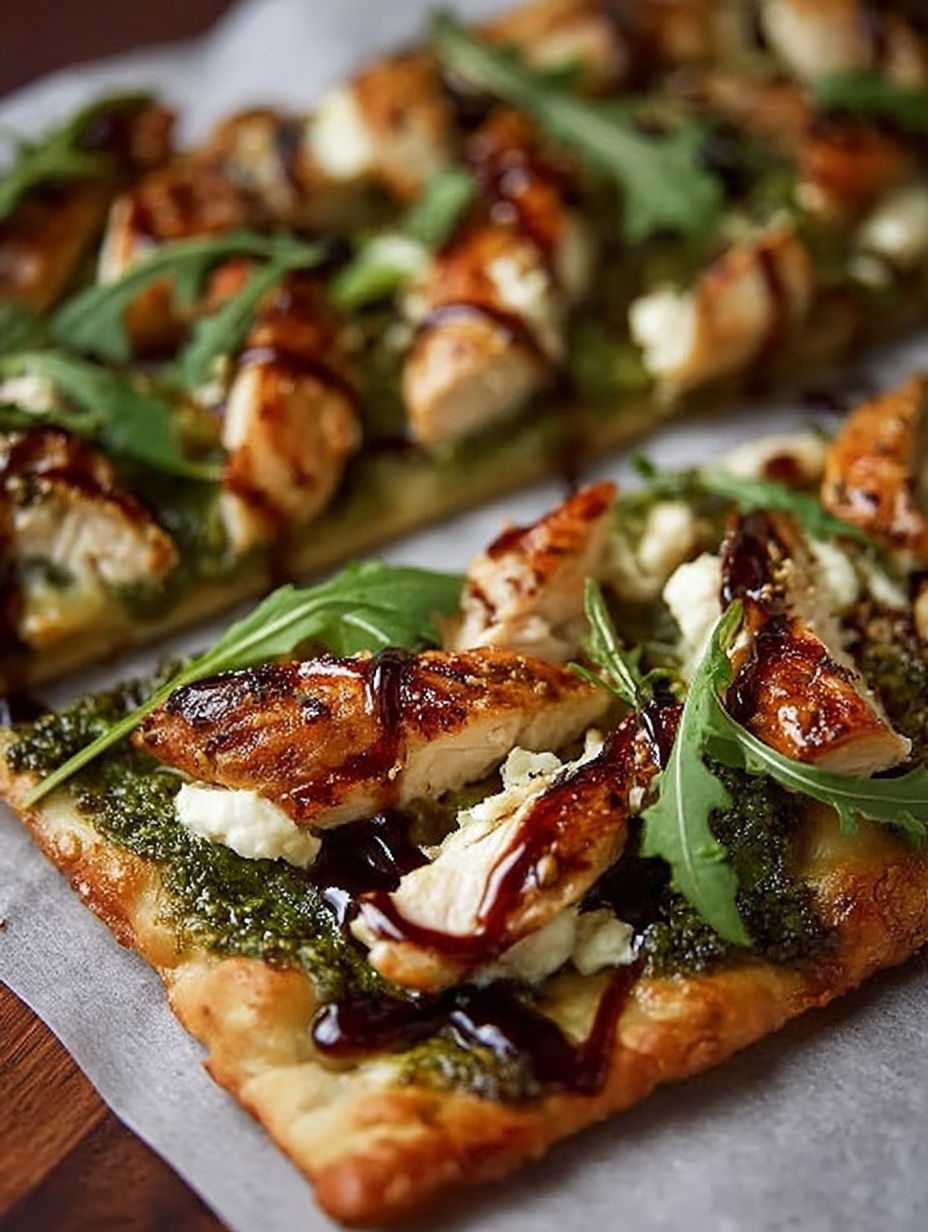 Pita z kurczakiem i pesto z piekarnika - ser się ciągnie, brzegi chrupią, a półmisek pustoszeje w kwadrans