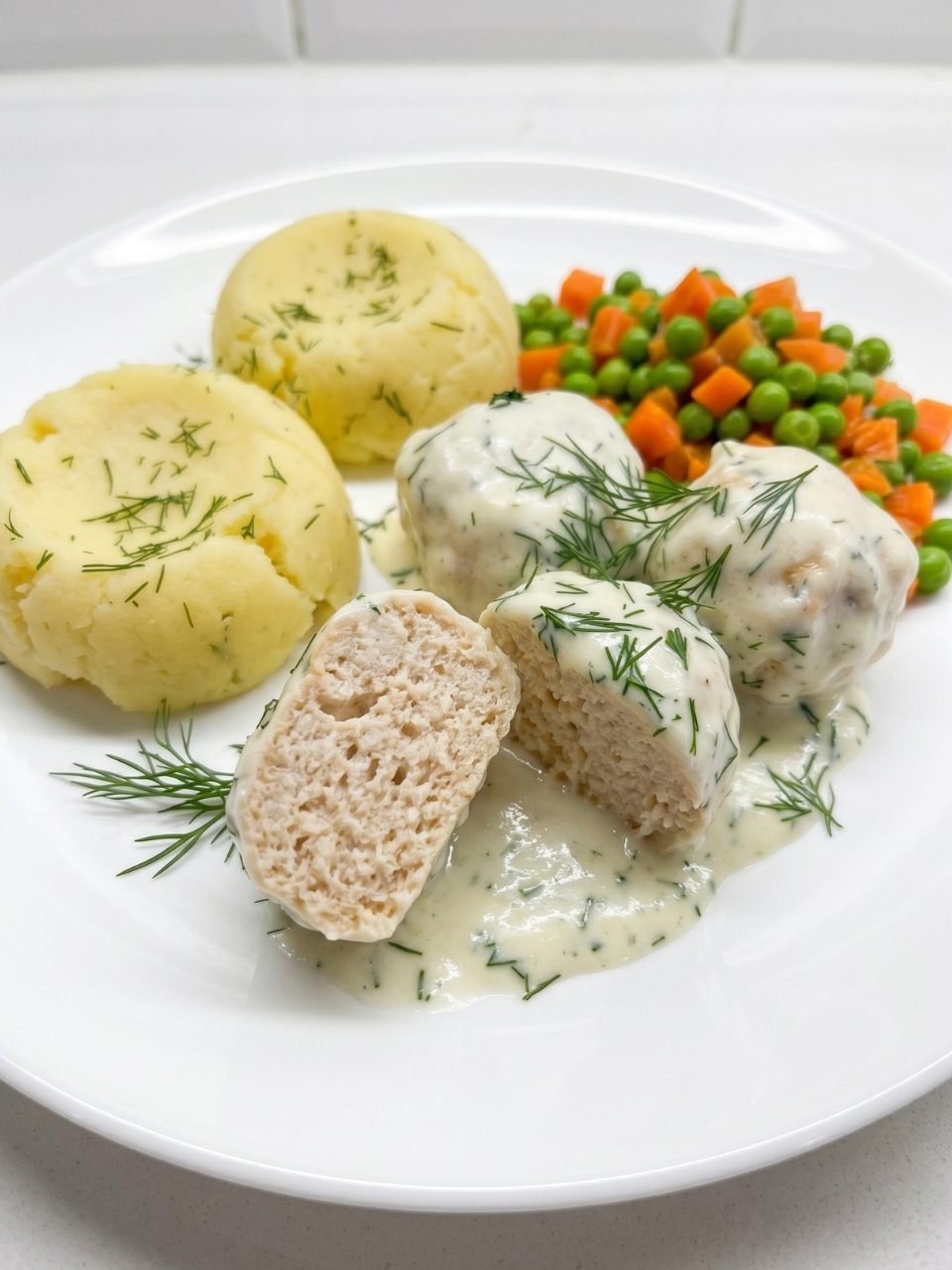 Pulpety w sosie koperkowym - gotuję je w warzywnym bulionie, nie w wodzie, i dlatego wychodzą miękkie jak masło