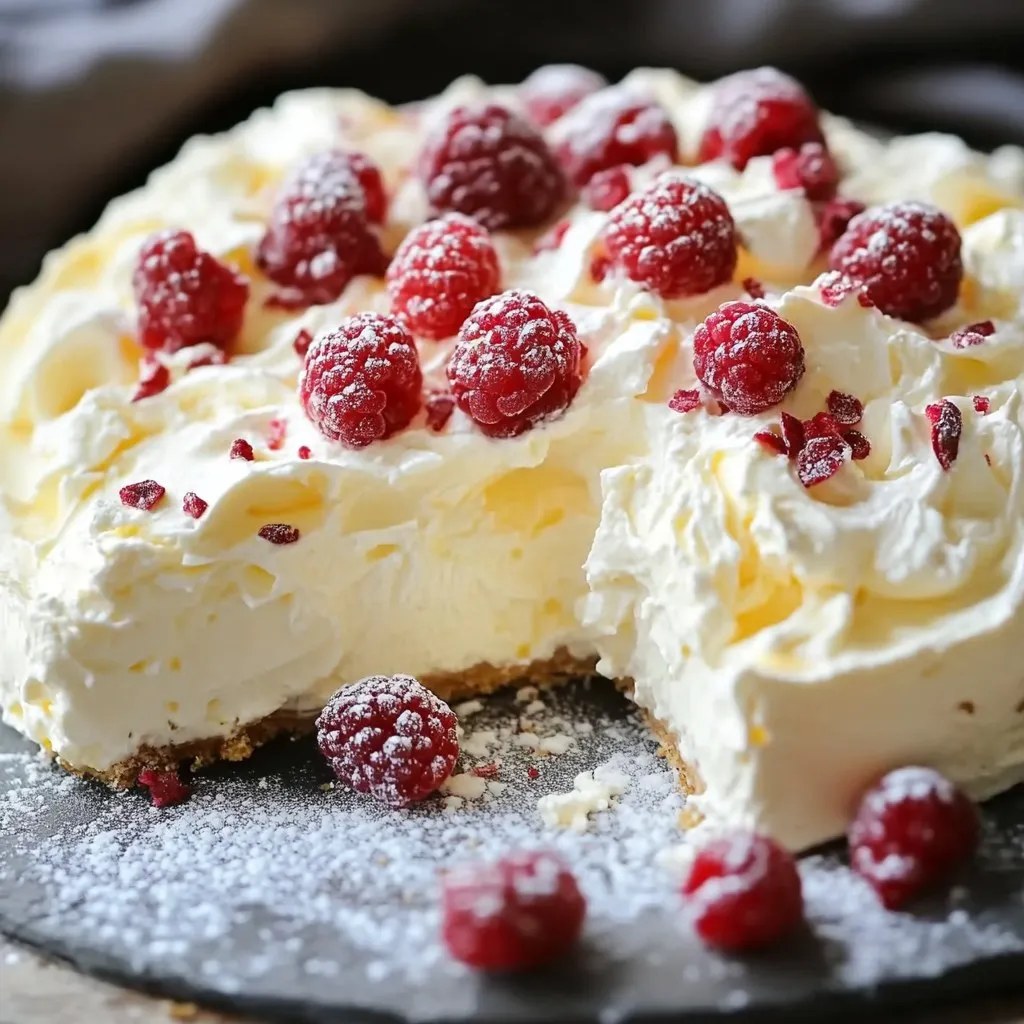 Puszysty sernik mascarpone z malinami na zimno