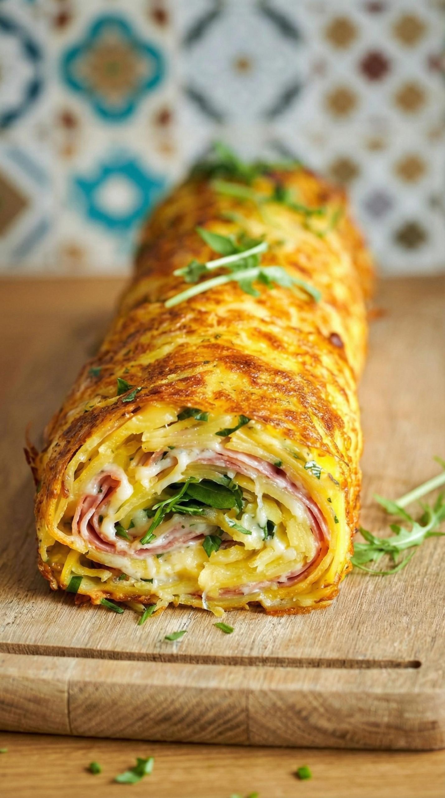Rolada ziemniaczana z serem i szynką - pieczona zamiast smażona, a na drugi dzień smakuje jeszcze lepiej