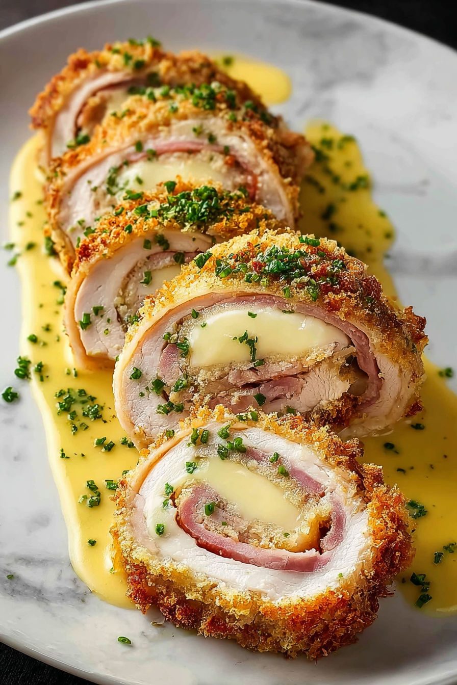 Roladki cordon bleu z szynką i żółtym serem - rozbijam filet cienko jak kartka i ser nigdzie nie ucieka