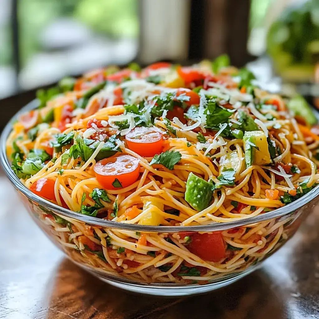 Sałatka ze spaghetti z trzema paprykami i mozzarellą - stoi godzinę w lodówce i dopiero wtedy pokazuje, co potrafi