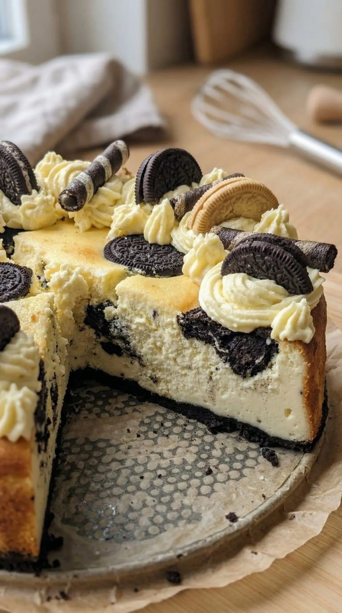 Sernik Oreo na kruchym ciasteczkowym spodzie - pieczony bez kąpieli wodnej, a i tak wychodzi gładki jak aksamit