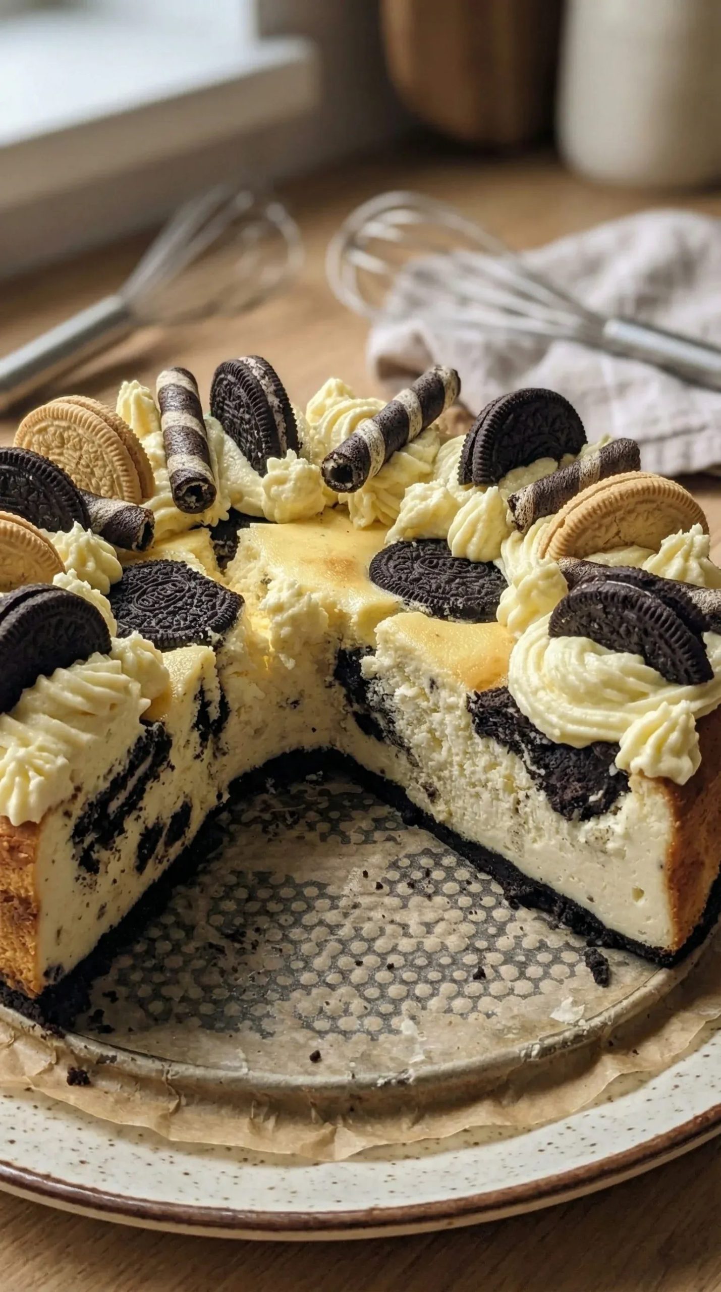 Sernik Oreo na kruchym ciasteczkowym spodzie - pieczony bez kąpieli wodnej, a i tak wychodzi gładki jak aksamit