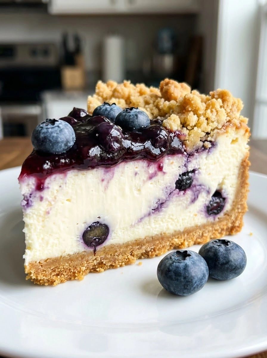 Sernik z borówkami i kruszonką na kruchym spodzie - trzy warstwy z jednej formy, a najszybciej znika ta z brzegu
