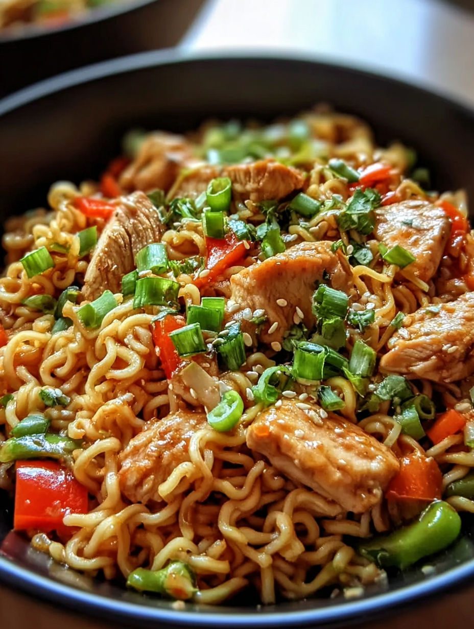 Smażony ramen z kurczakiem i chrupiącymi warzywami - jeden wok, 35 minut i cała patelnia znika w kwadrans