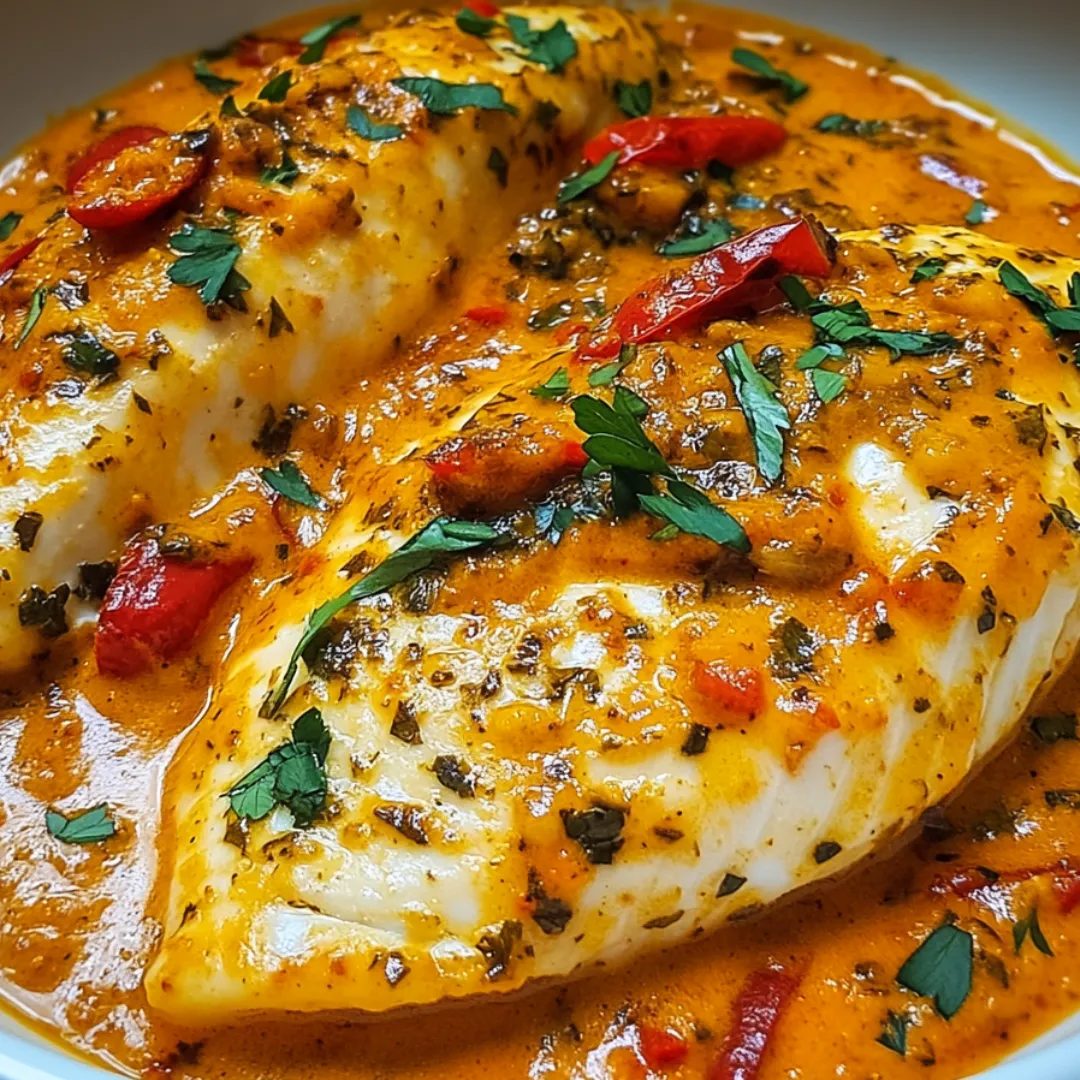 Tilapia w sosie z pieczonej papryki - kwadrans na patelni, a sos wygląda tak, jakbym stała nad nim pół dnia
