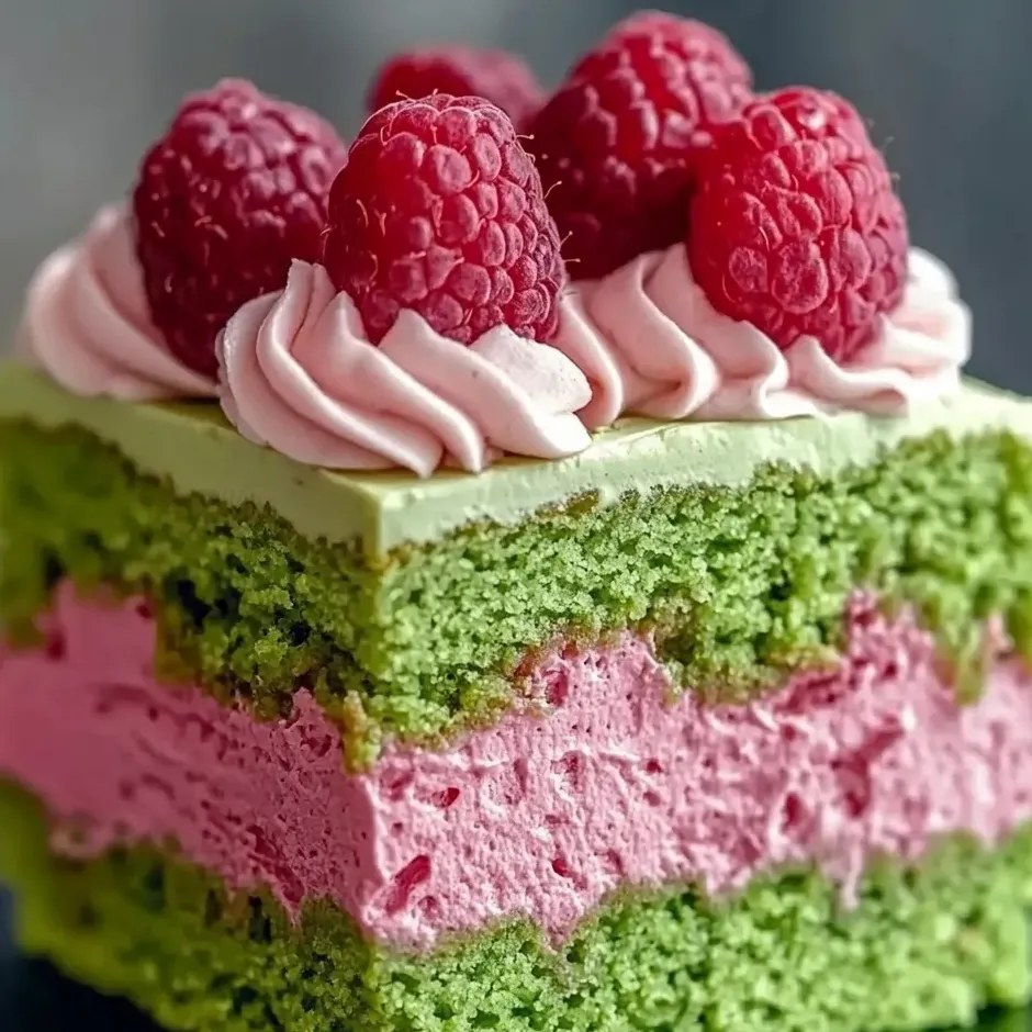 Tort pistacjowy z musem malinowym i mascarpone