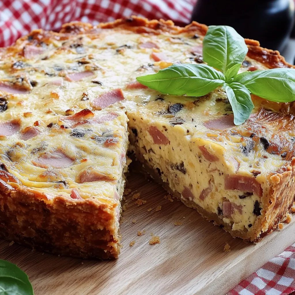 Tort pizzowy z kiełbasą, szynką i pieczarkami - jedno ciasto, godzina i cała blacha przekąski na imprezę