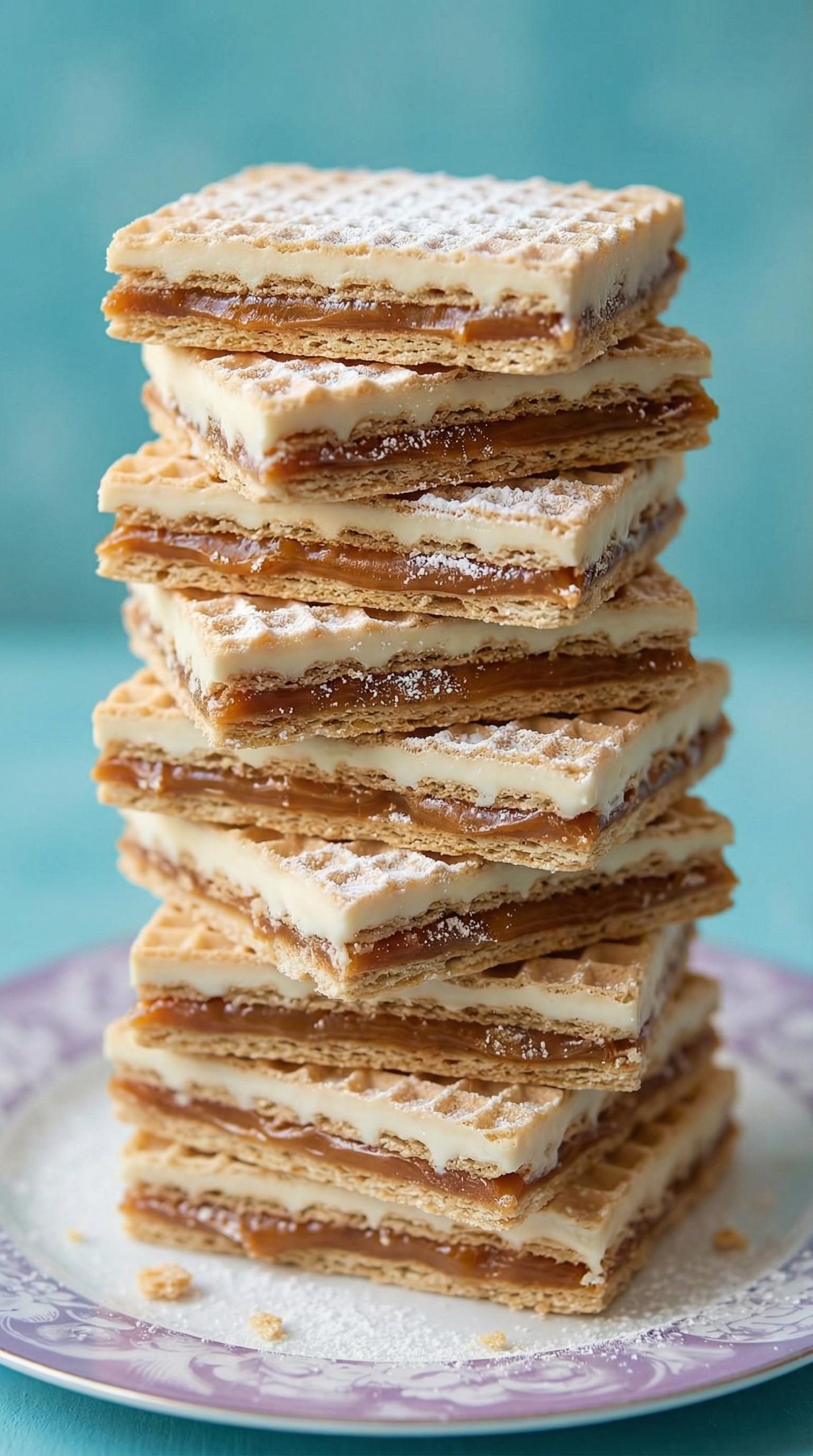 Wafle z kajmakiem i białą czekoladą - bez pieczenia, stoją w lodówce jedną noc i same się kroją