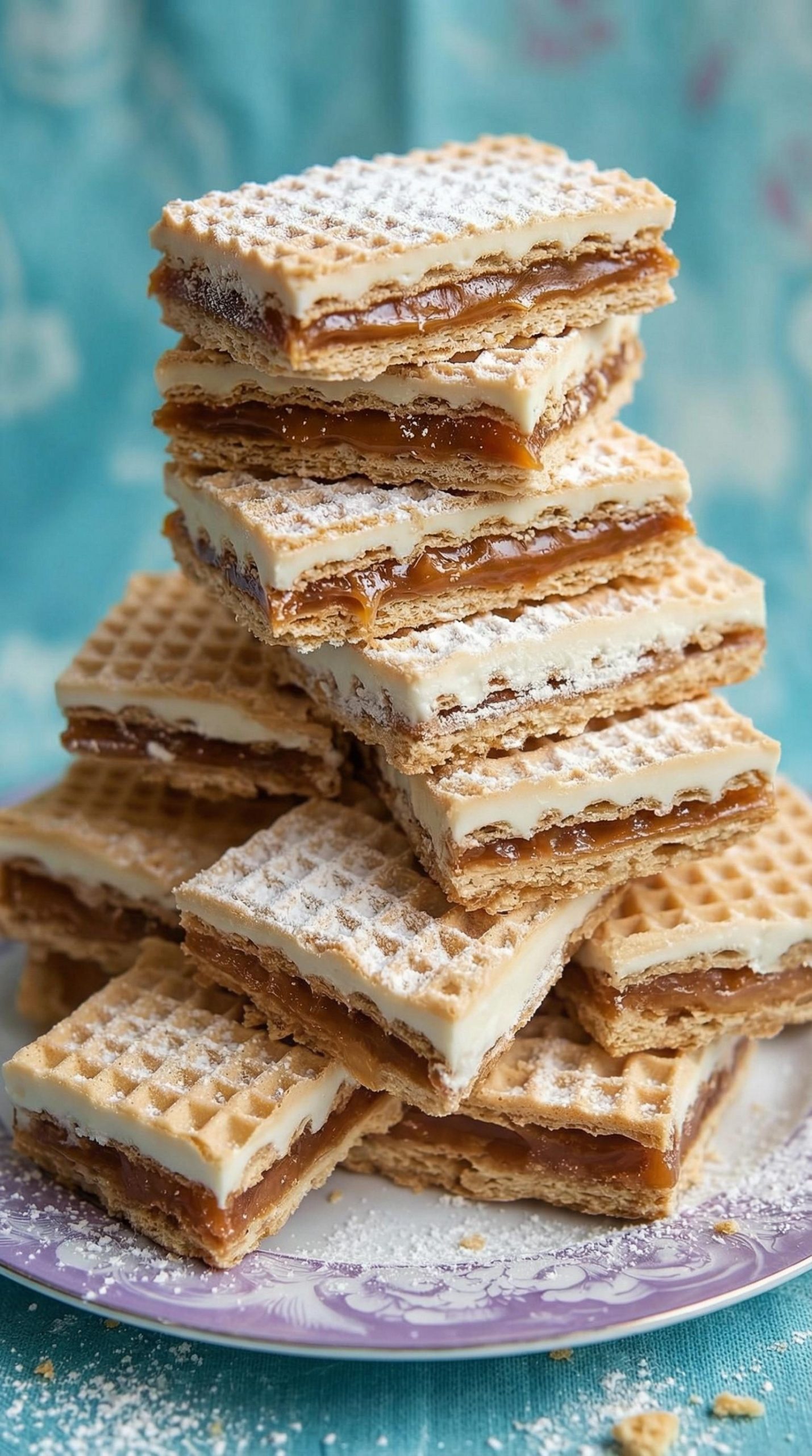 Wafle z kajmakiem i białą czekoladą - bez pieczenia, stoją w lodówce jedną noc i same się kroją